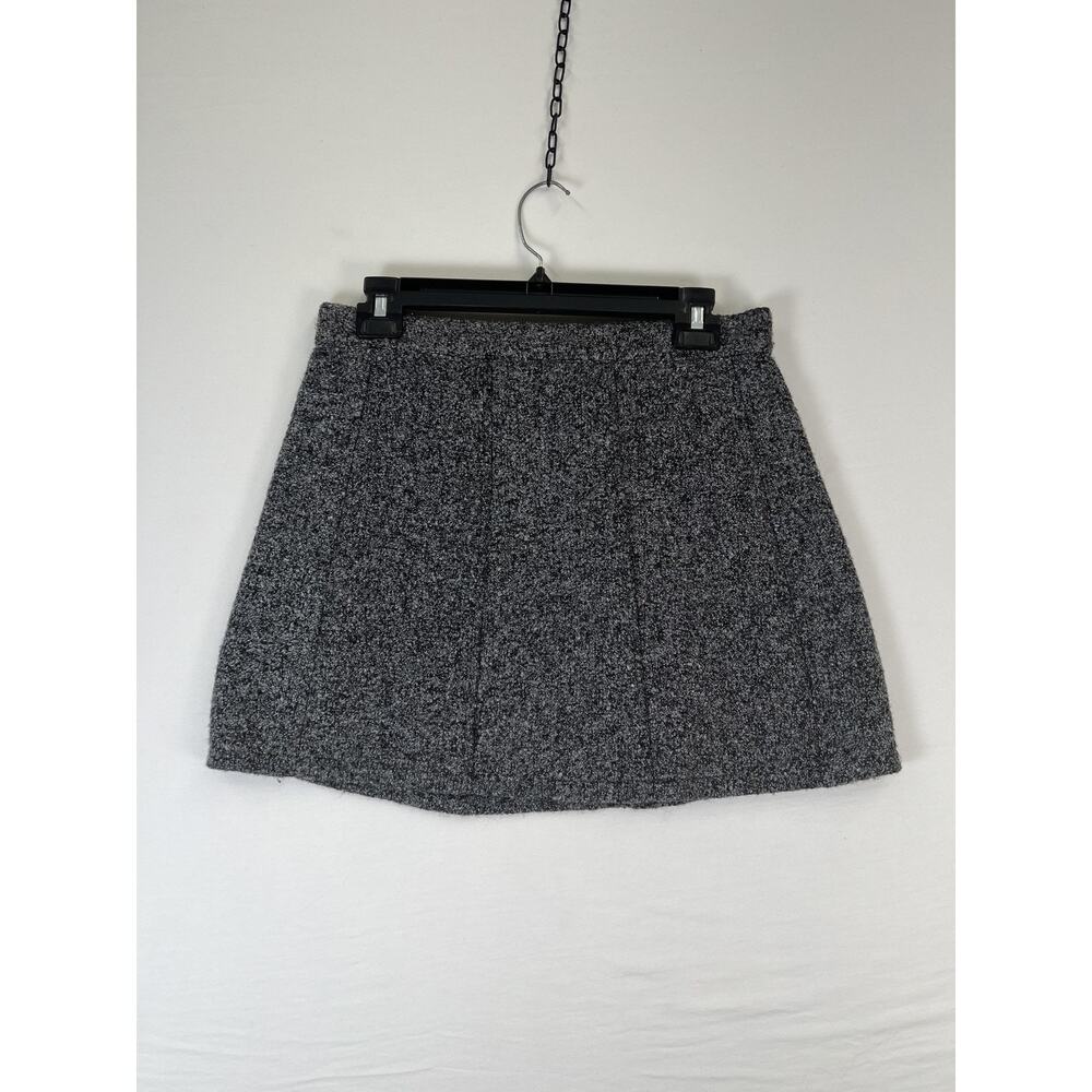 Six Crisp Days Skirt Womens Large Gray Tweed A Line Wool Blend Mini Lined Warm